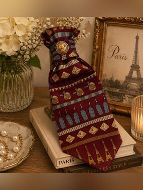 Necktie with Decorative Pin and necklace